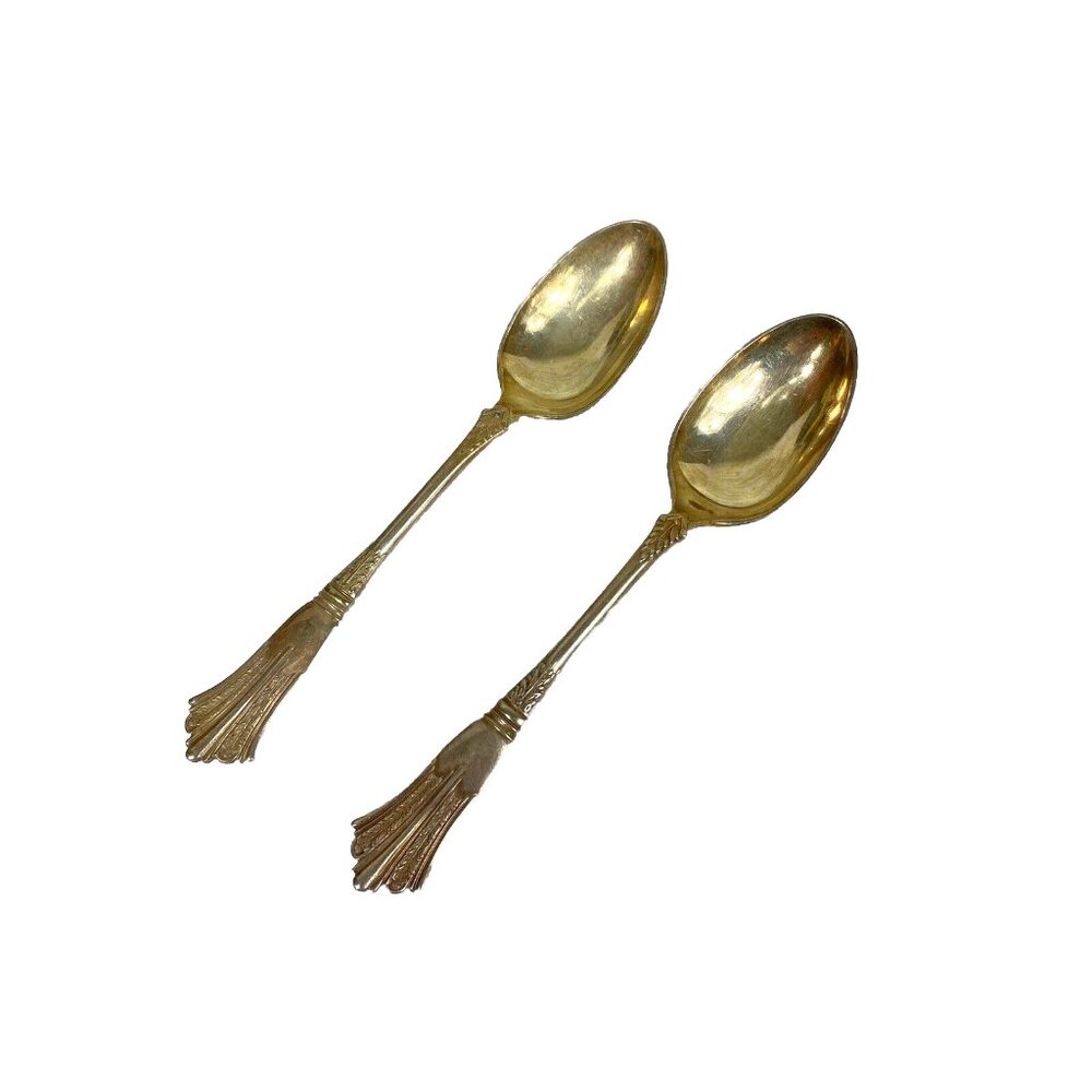Antique Silver Lot 2 Demitasse Spoons Registry Number 55498 Victorian Mermaid